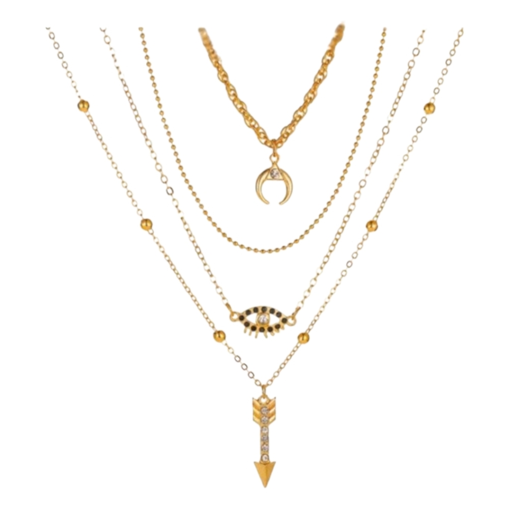 3 Pack Multilayer Rhinestone Boho Necklace